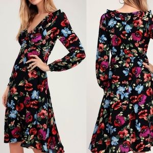 ❤️Lulu’s Beloved Blooms Floral Print MIDI Dress